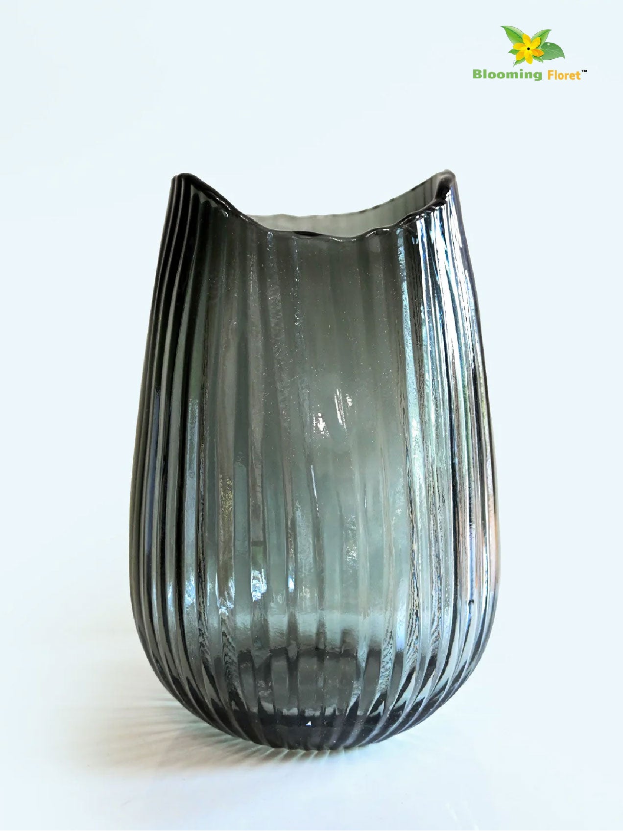 Elegant Noir Ribbed Glass Vase