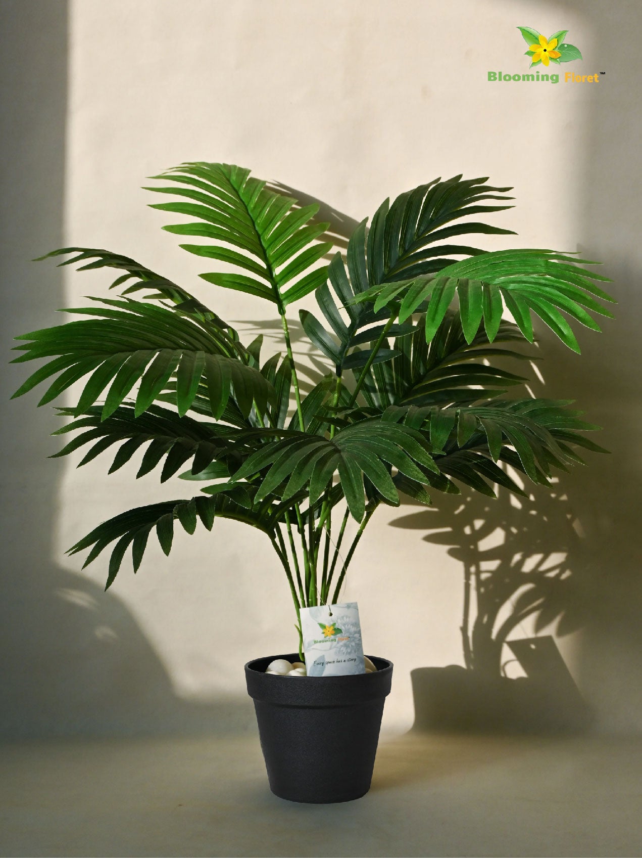 Artificial Areca Palm Plant – 58.4 cm, 12 Leaves, with Basic Pot