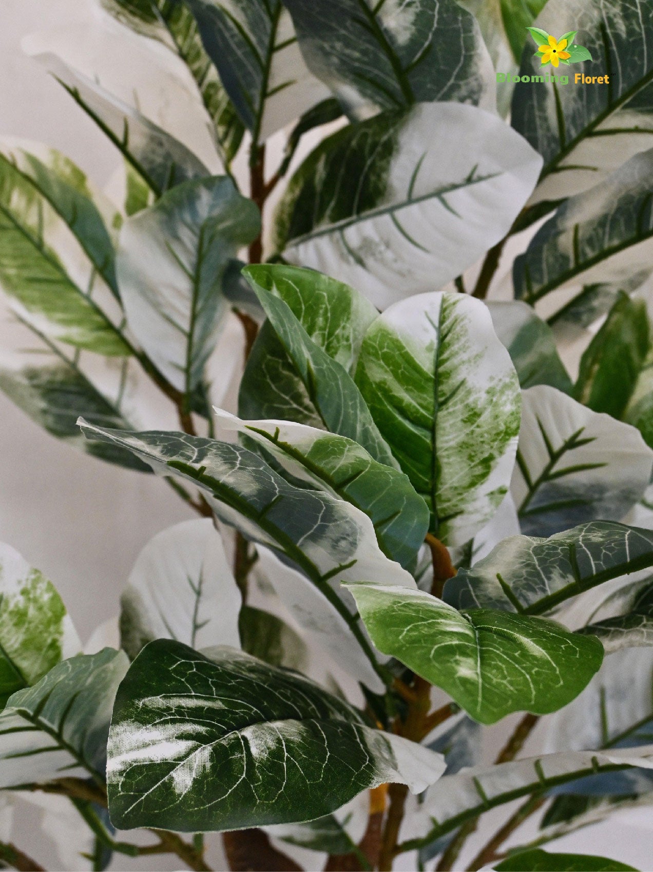 Artificial Croton Tree Plant – 110 cm, with Basic Pot - White