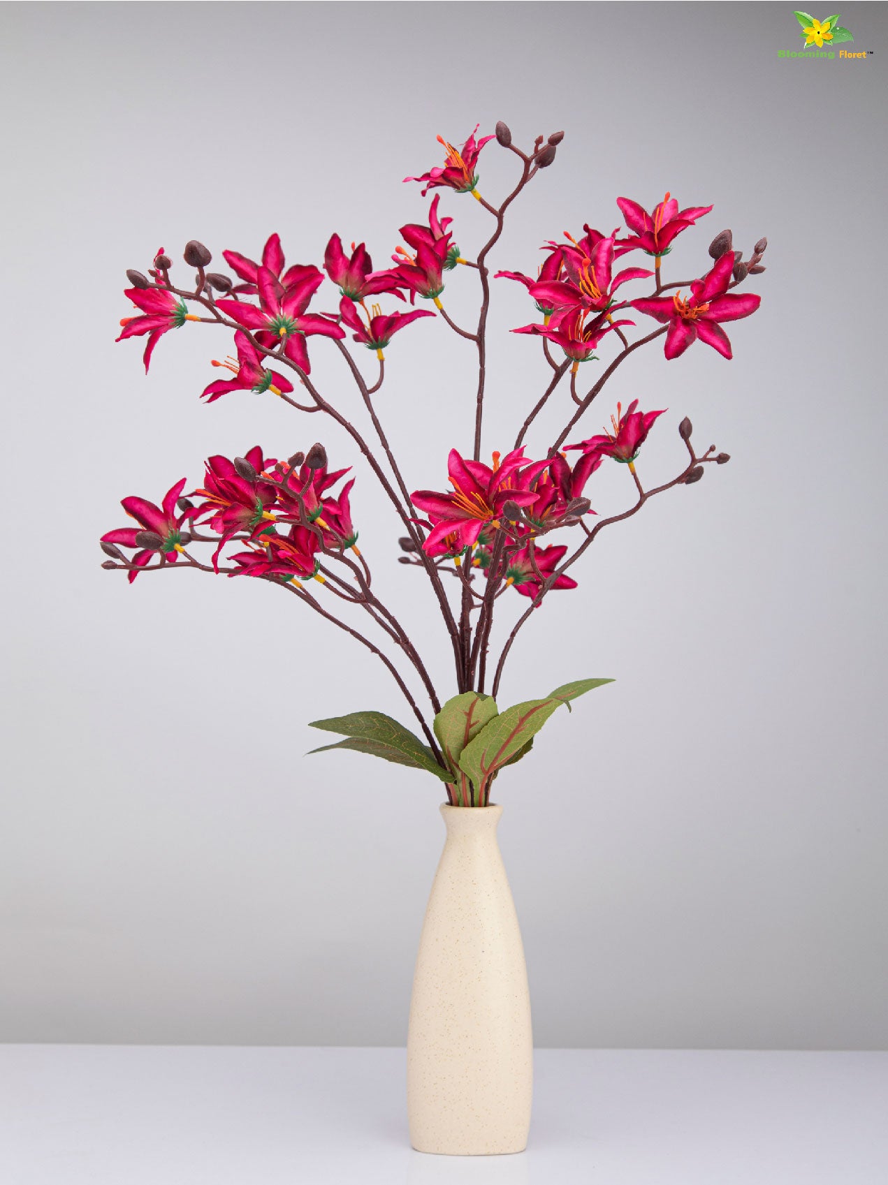 Artificial Cymbidium Orchid Bunch Flower - Dark Red