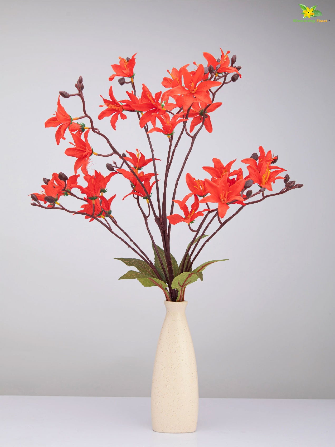 Artificial Cymbidium Orchid Bunch Flower - Red