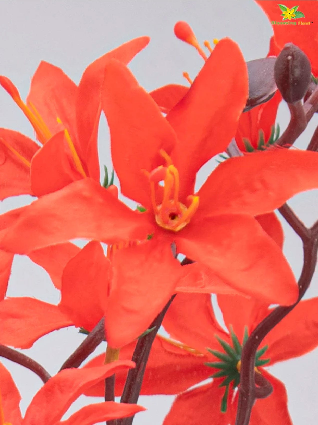 Artificial Cymbidium Orchid Bunch Flower - Red