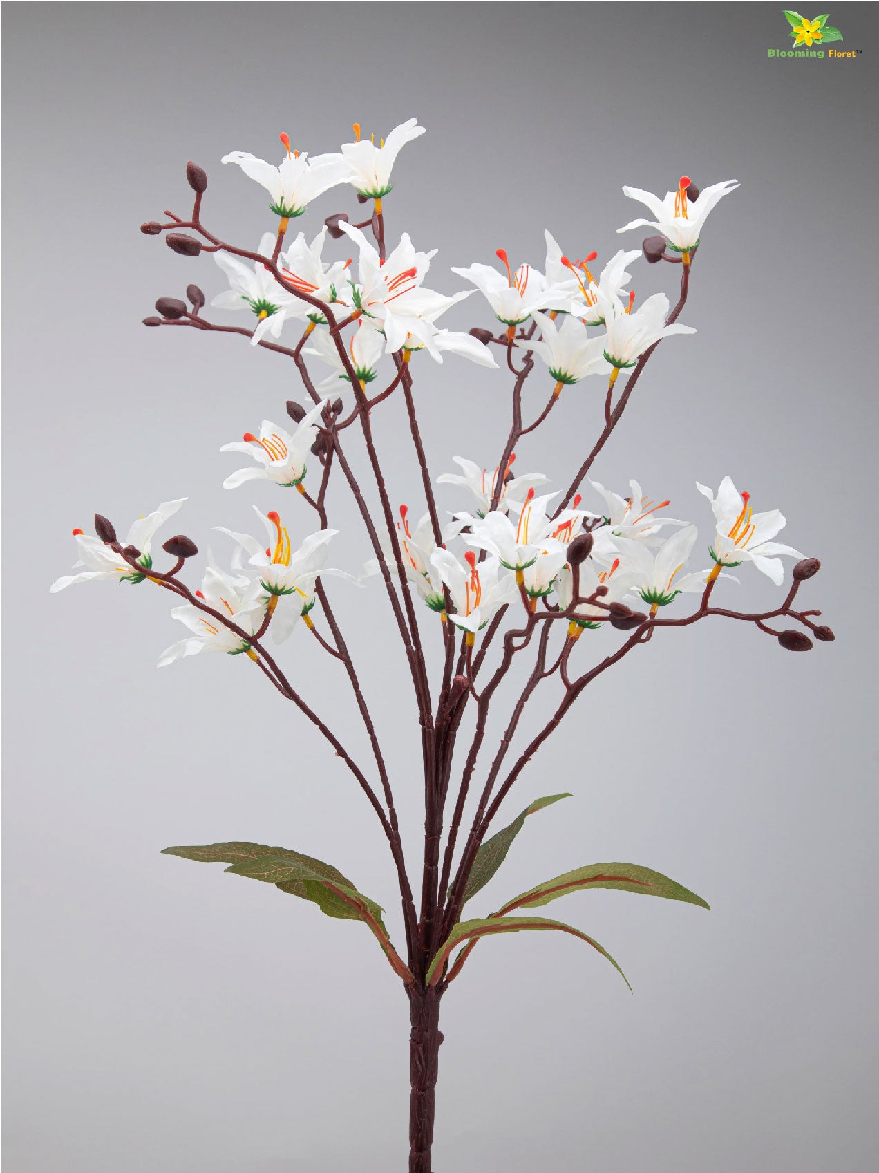 Artificial Cymbidium Orchid Bunch Flower - White