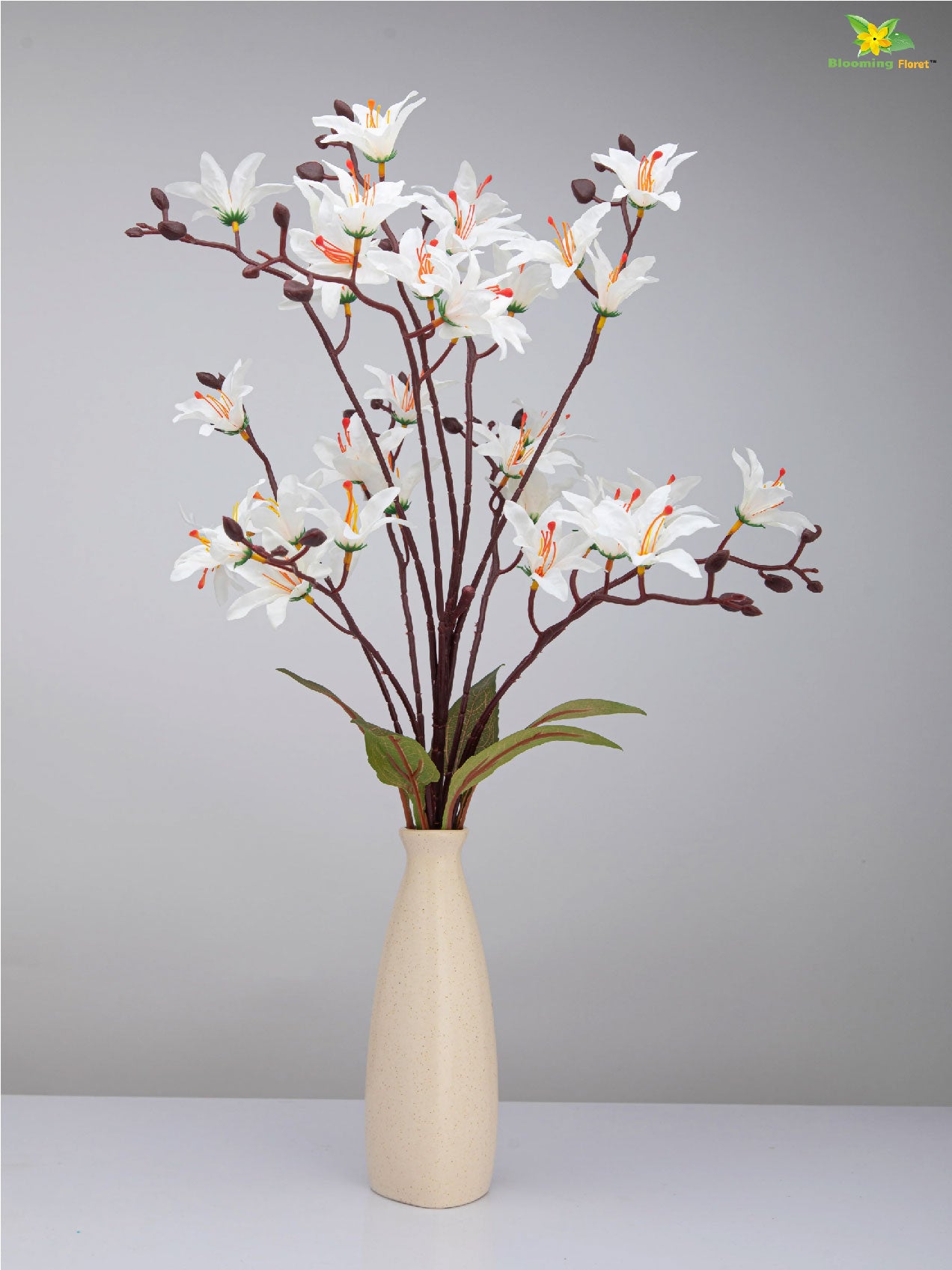 Artificial Cymbidium Orchid Bunch Flower - White