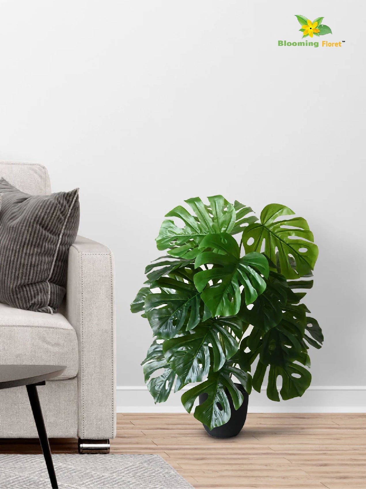 Artificial Monstera Plant – 78 cm, 18 Leaves, Light Green, with Basic Pot