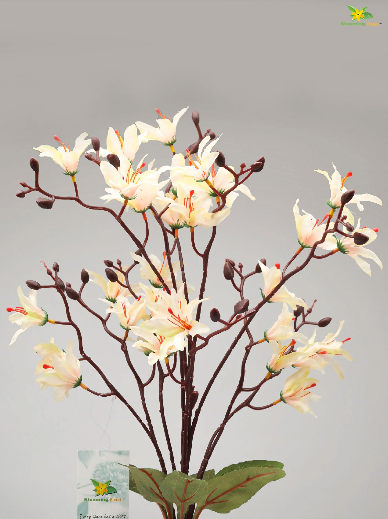 Artificial Cymbidium Orchid Bunch Flower - Off White