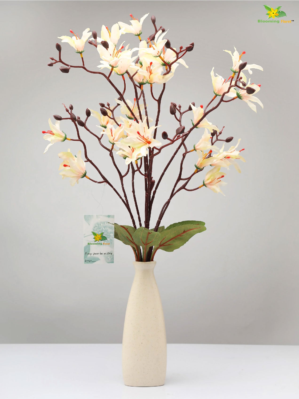 Artificial Cymbidium Orchid Bunch Flower - Off White