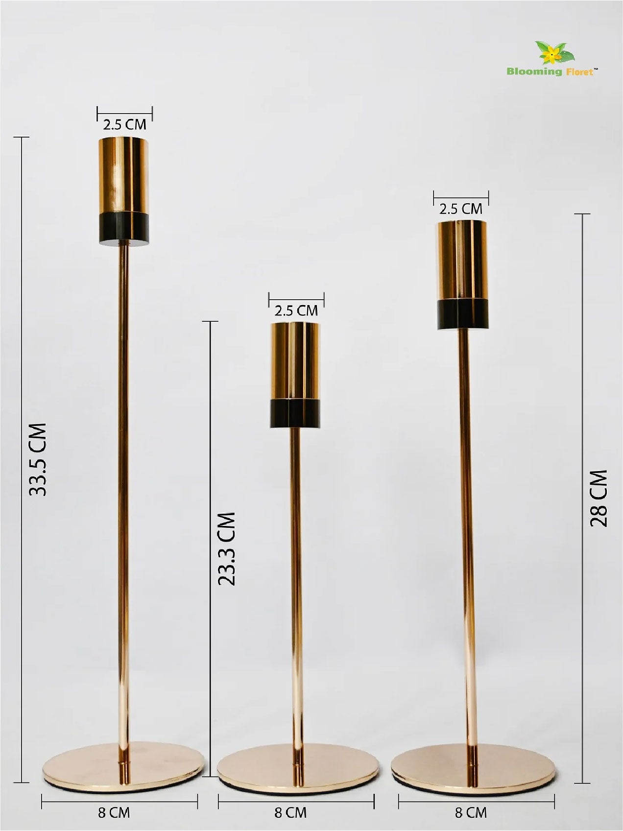 Luxe Radiance Brass Candle Holder Set