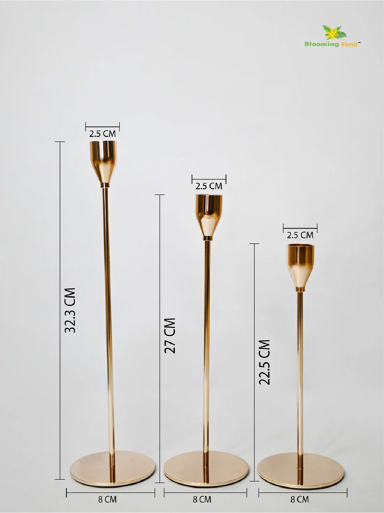 Gleaming Brass Candlestick Trio