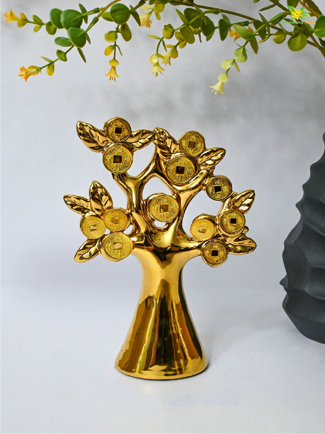 Luxe Golden Coin Sculpture Tree