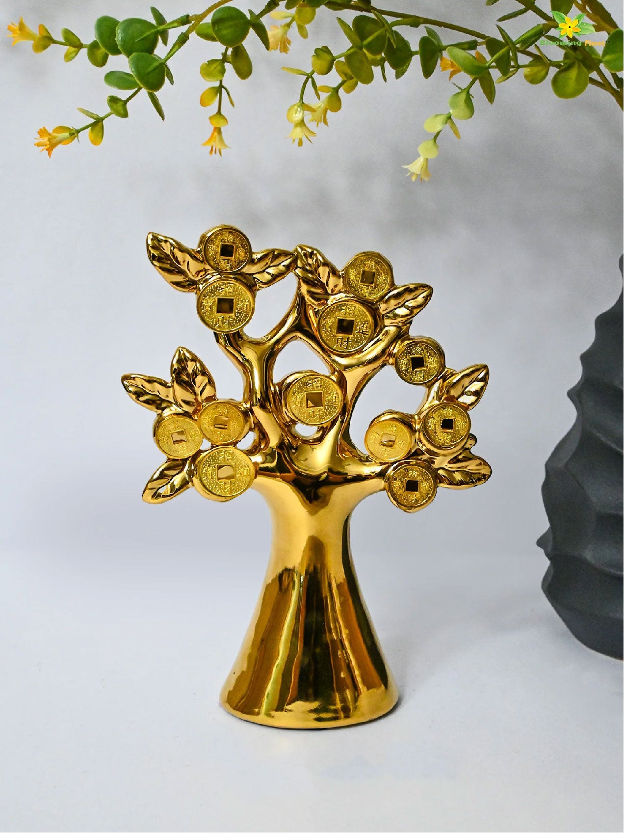 Luxe Golden Coin Sculpture Tree