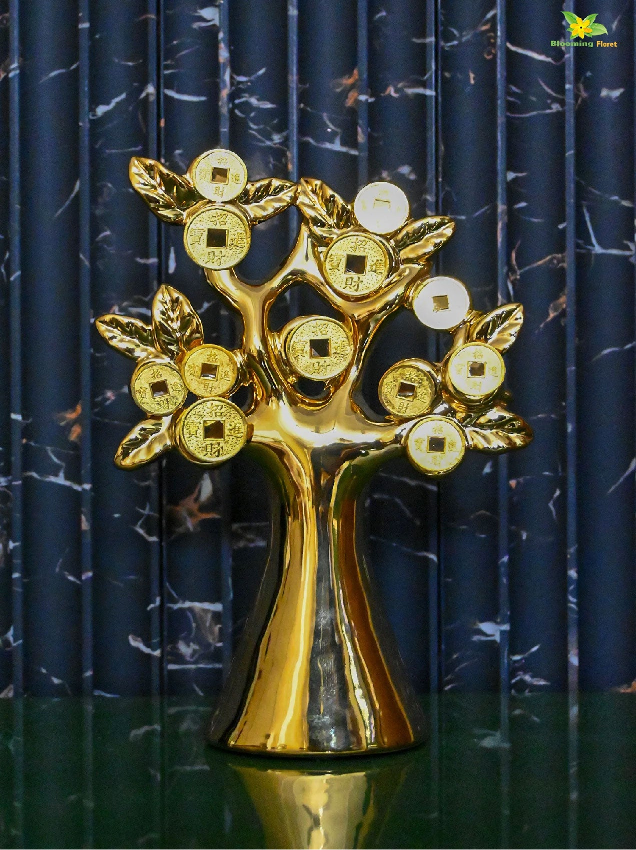 Luxe Golden Coin Sculpture Tree