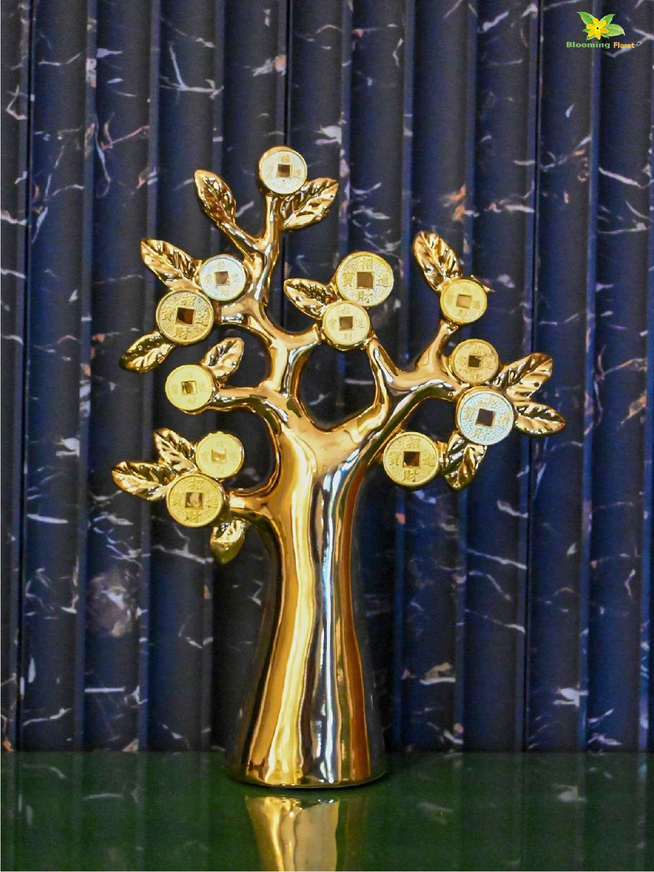 Luxe Golden Coin Sculpture Tree