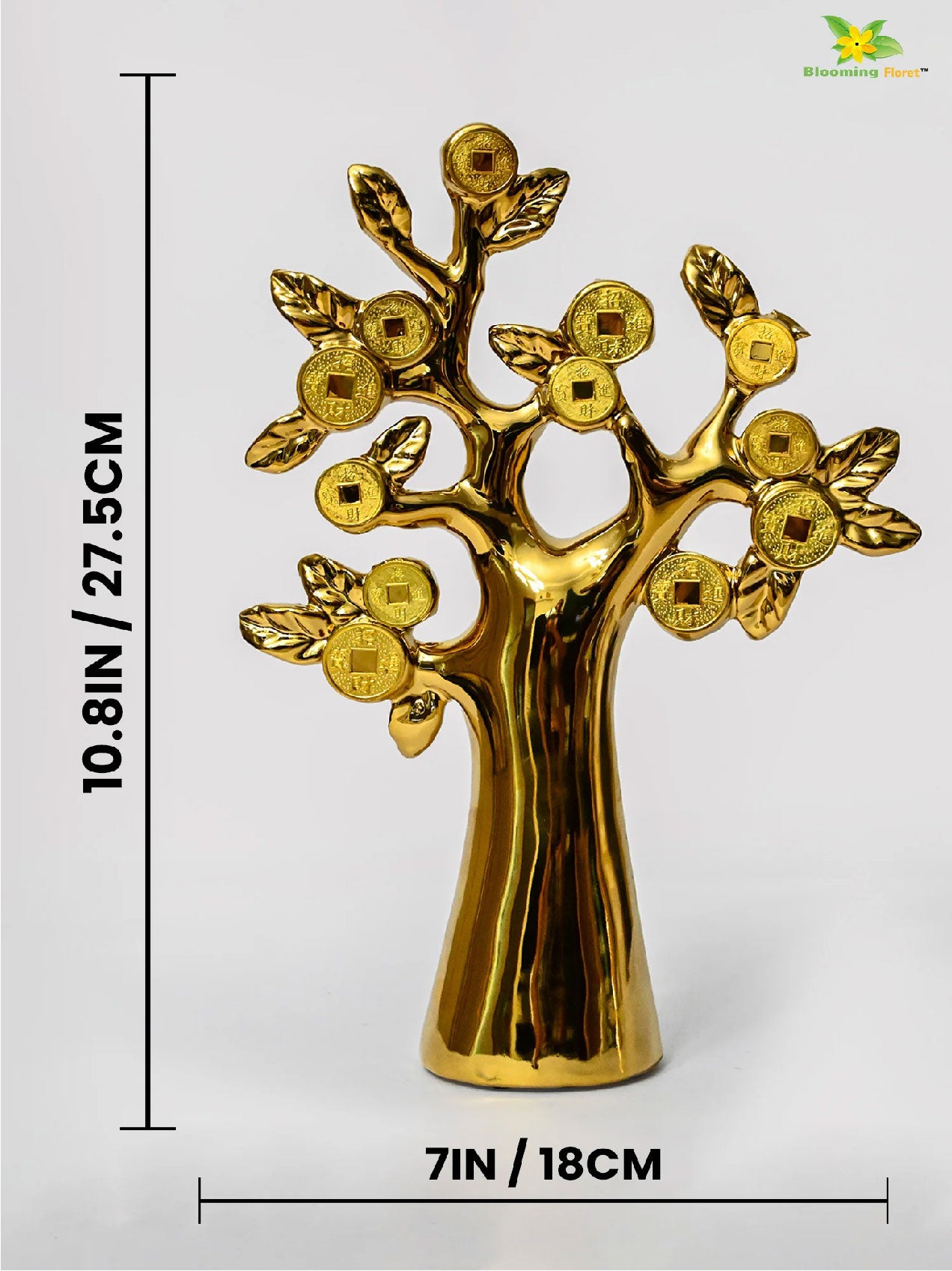 Luxe Golden Coin Sculpture Tree