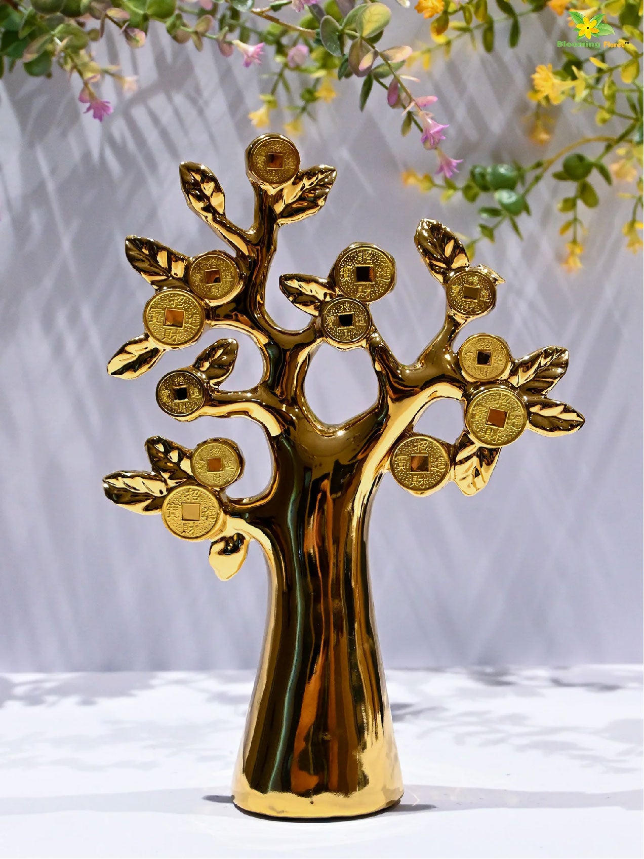 Luxe Golden Coin Sculpture Tree
