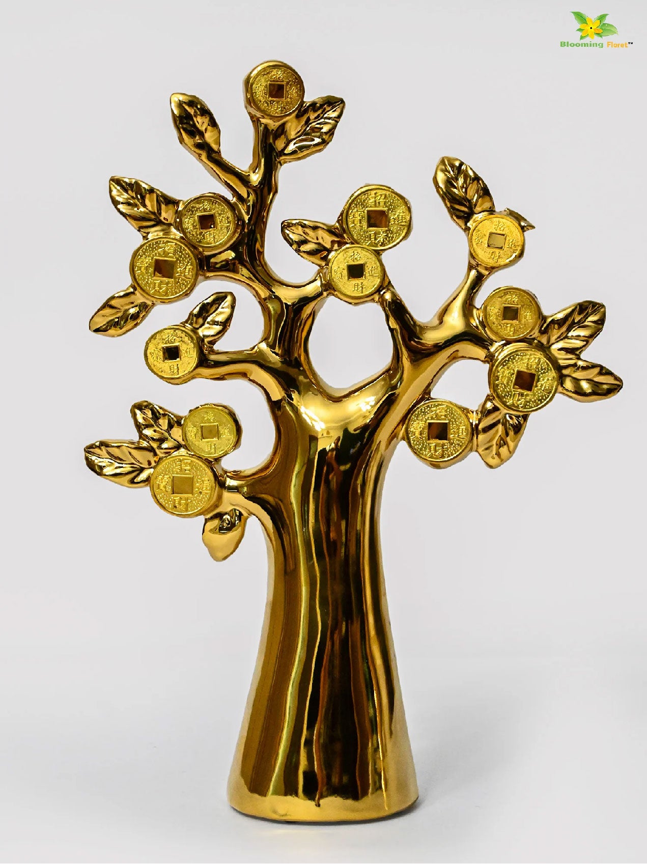 Luxe Golden Coin Sculpture Tree