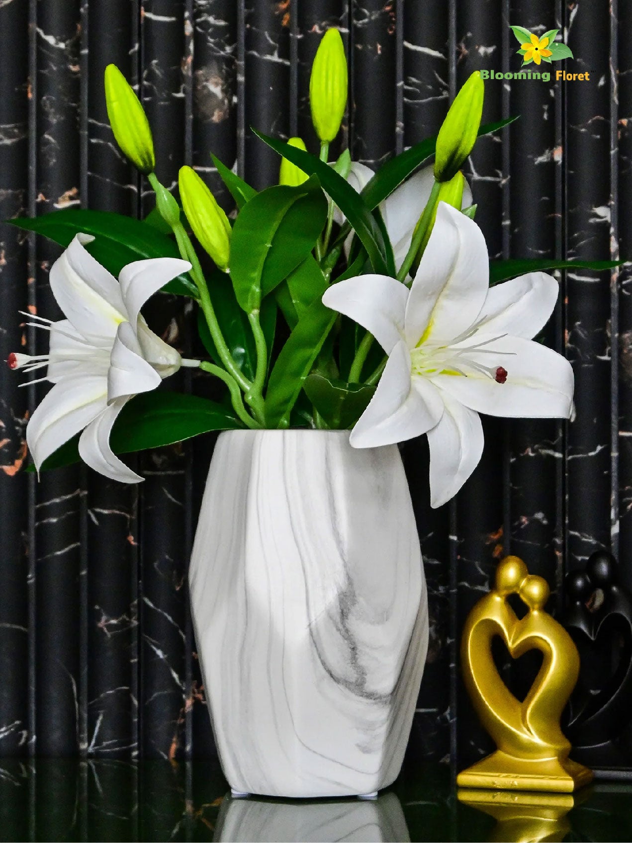 Pentagon Ceramic Marble Vase