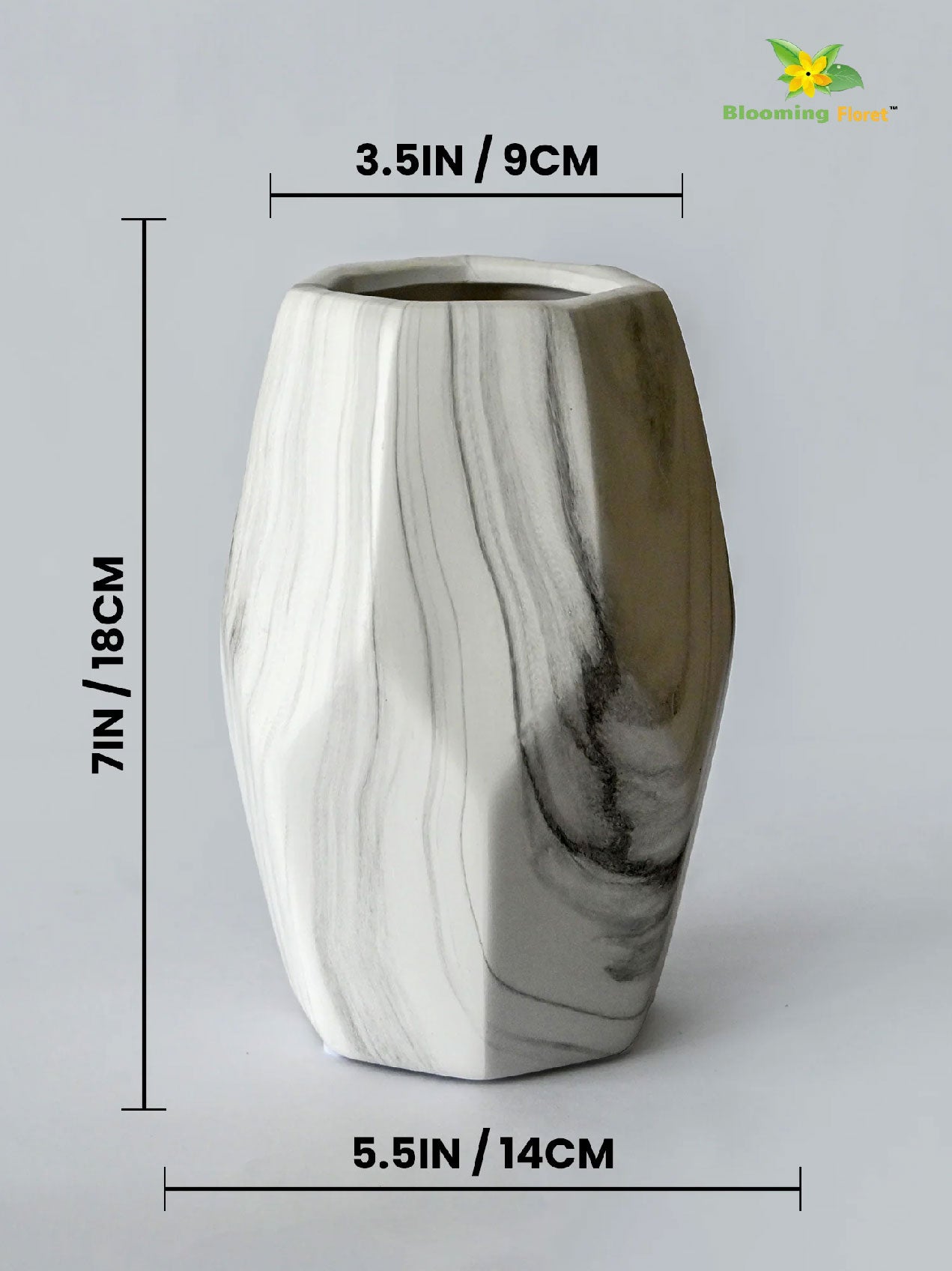 Pentagon Ceramic Marble Vase