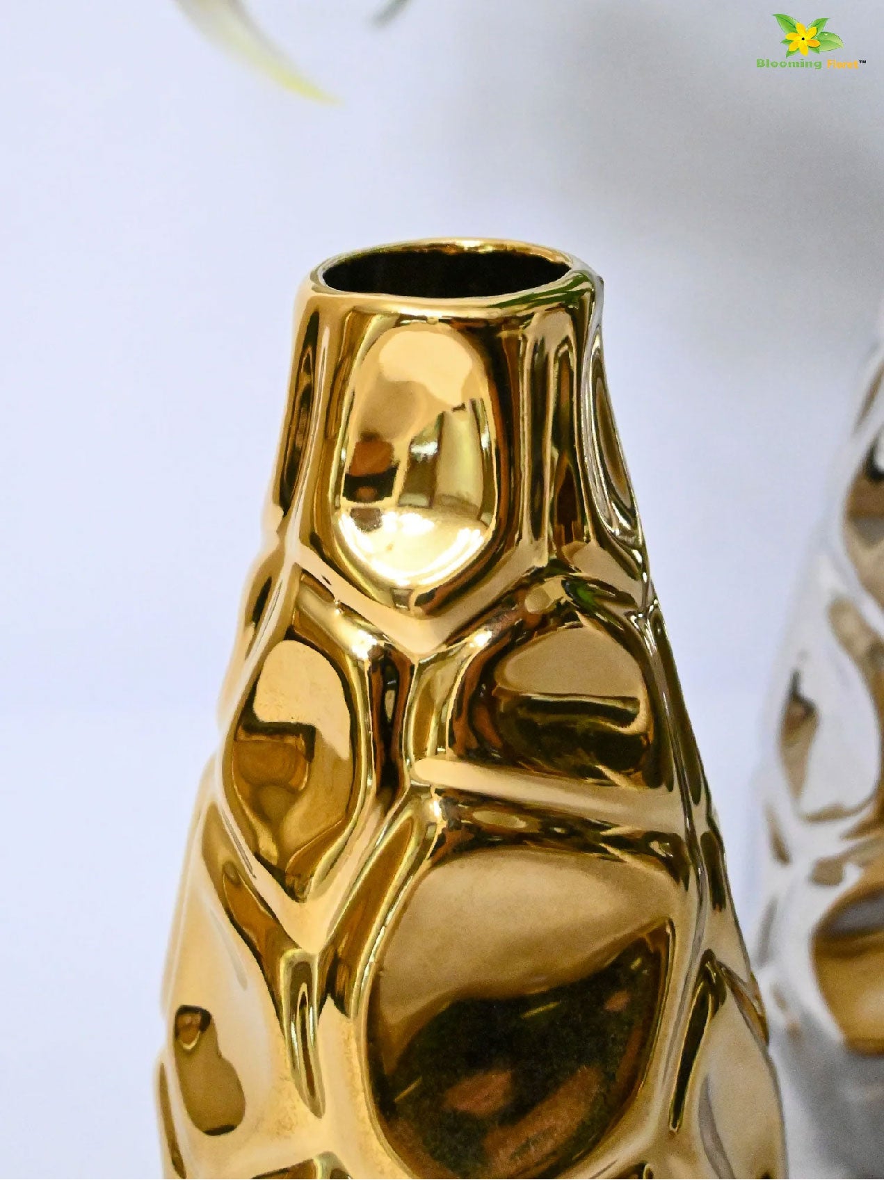 Luxe Honeycomb Geometry Vase Set of 2 (Gold & Silver)