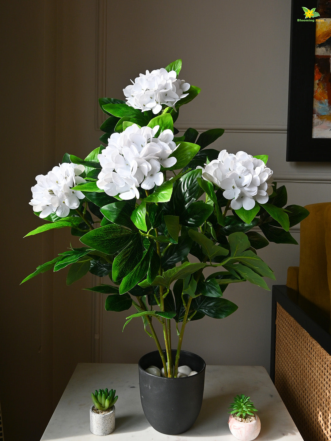 Artificial Hydrangea Flower Bunch - White