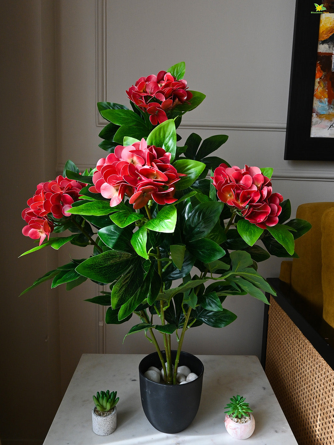 Artificial Hydrangea Flower Bunch - Maroon