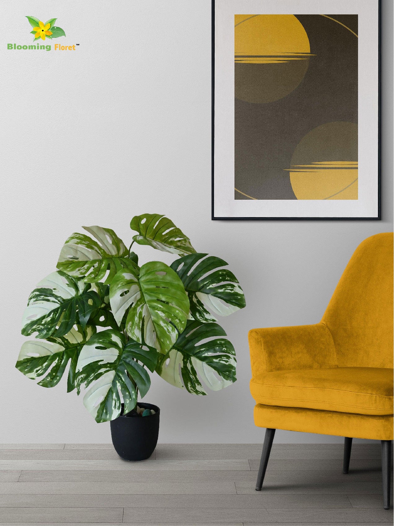 Artificial Monstera deliciosa Plant – 78 cm, 12 Leaves, with Basic Pot