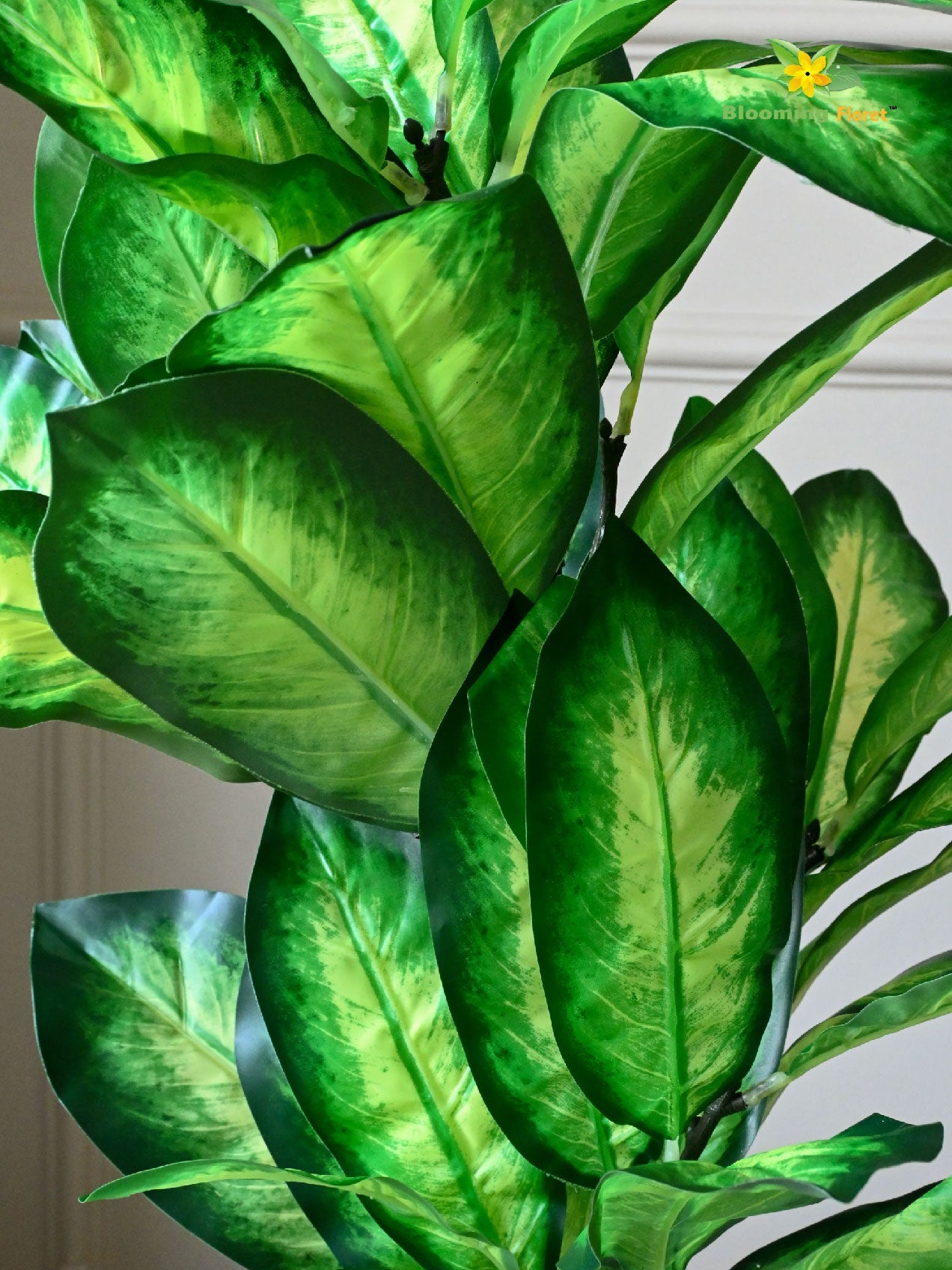 Artificial Dieffenbachia Seguine Plant – 60.9 cm, 15 Leaves, with Basic Pot