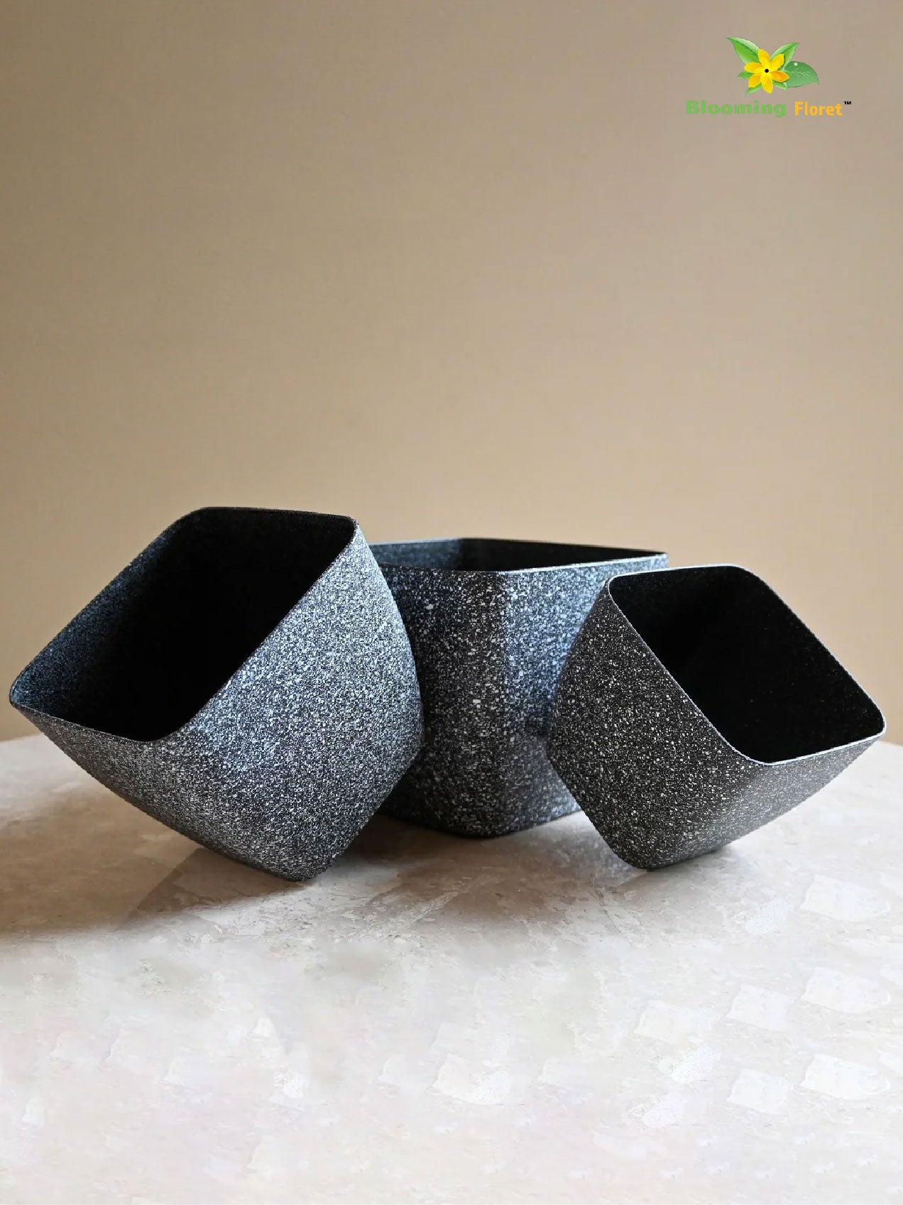 Coarse Textured Square Planter Pot