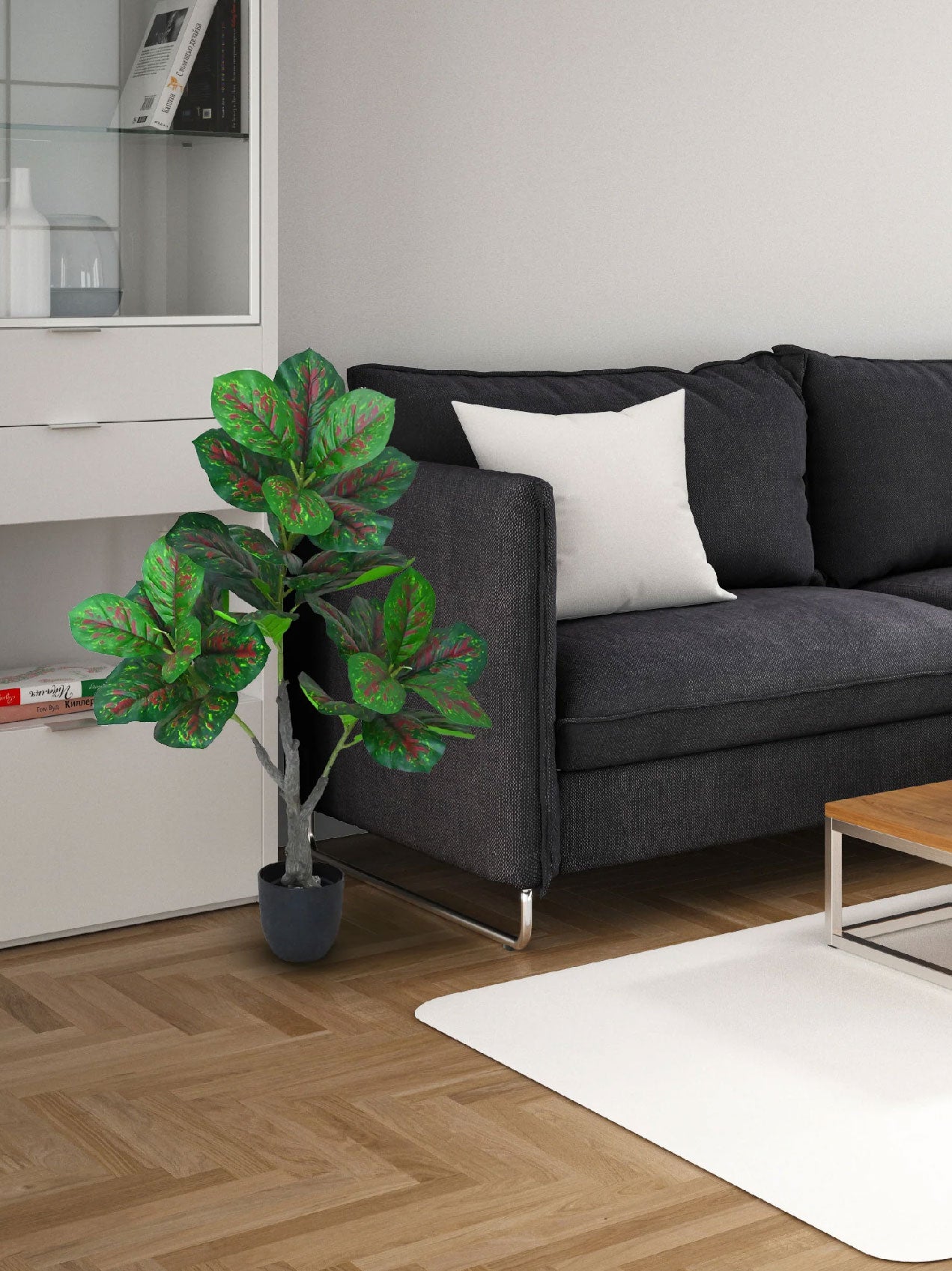 Artificial Aglaonema Plant – 95 cm, 33 Leaves, with Basic Pot