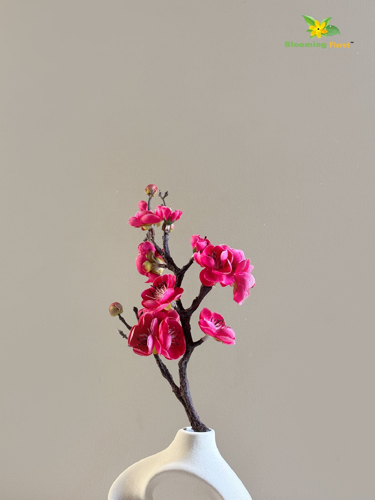 Small Plum Blossom Flower Stick (Set of 2) - Dark Pink