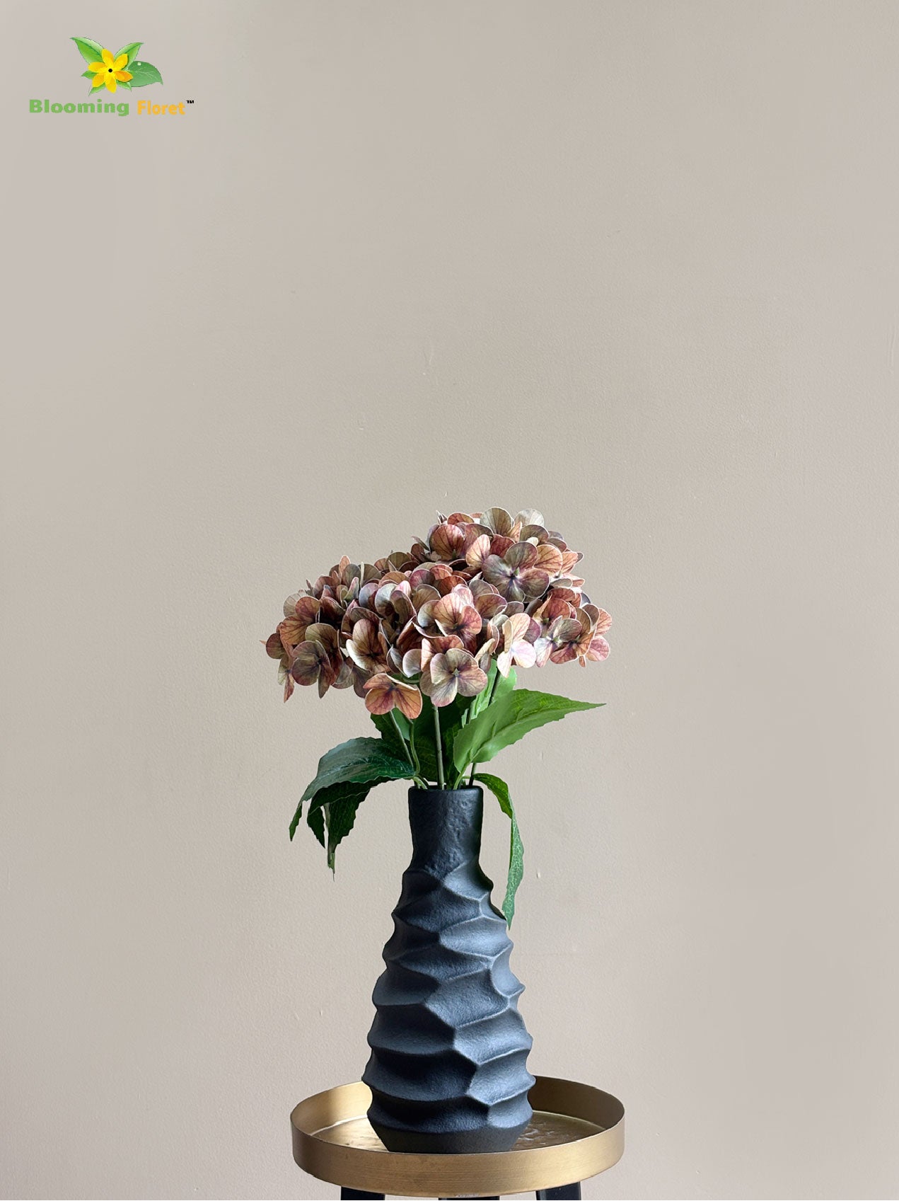 Artificial Hydrangea Flower Bunch - Dark Brown