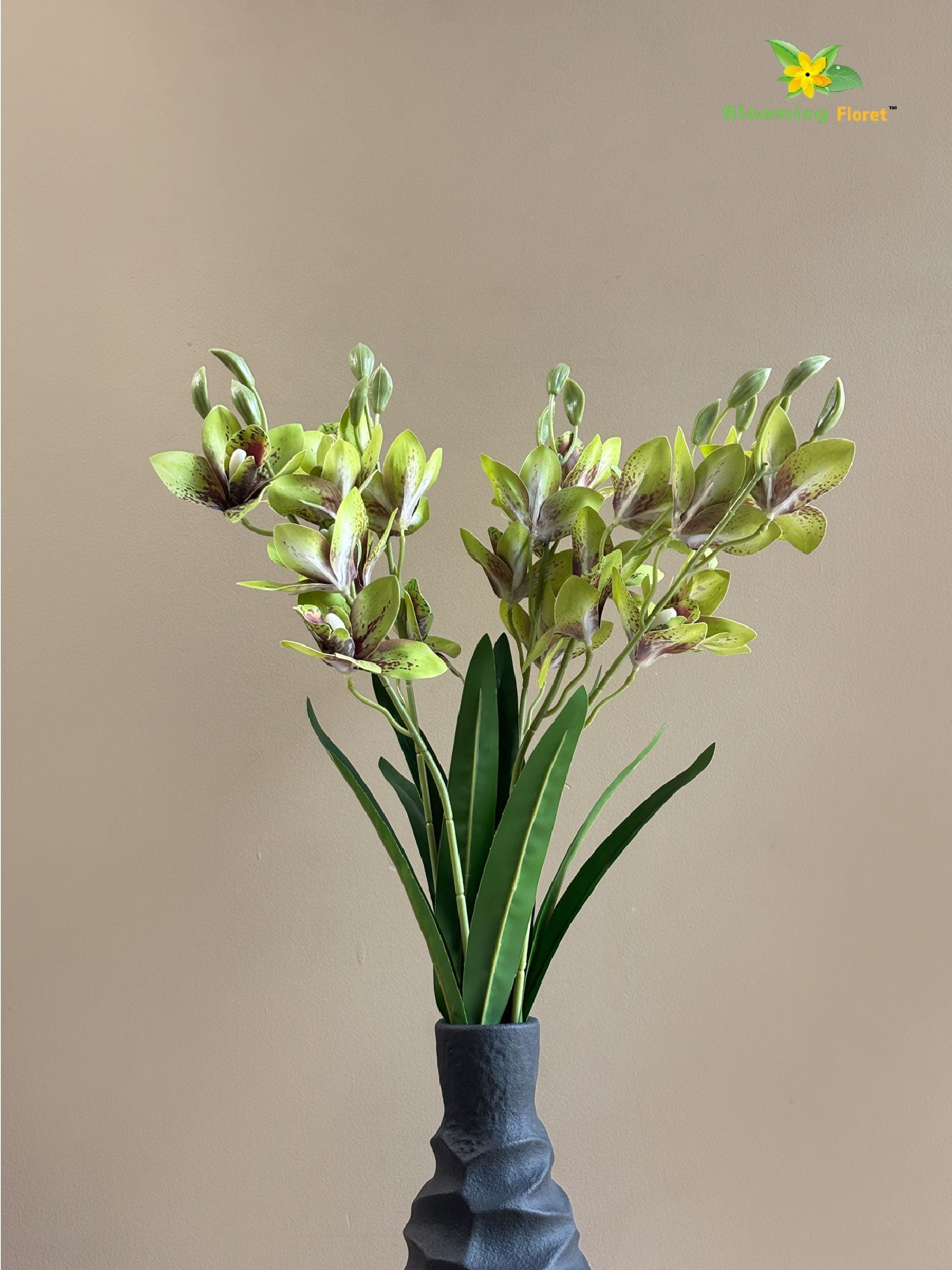 Artificial Cymbidium Orchid Flower Bunch - Green