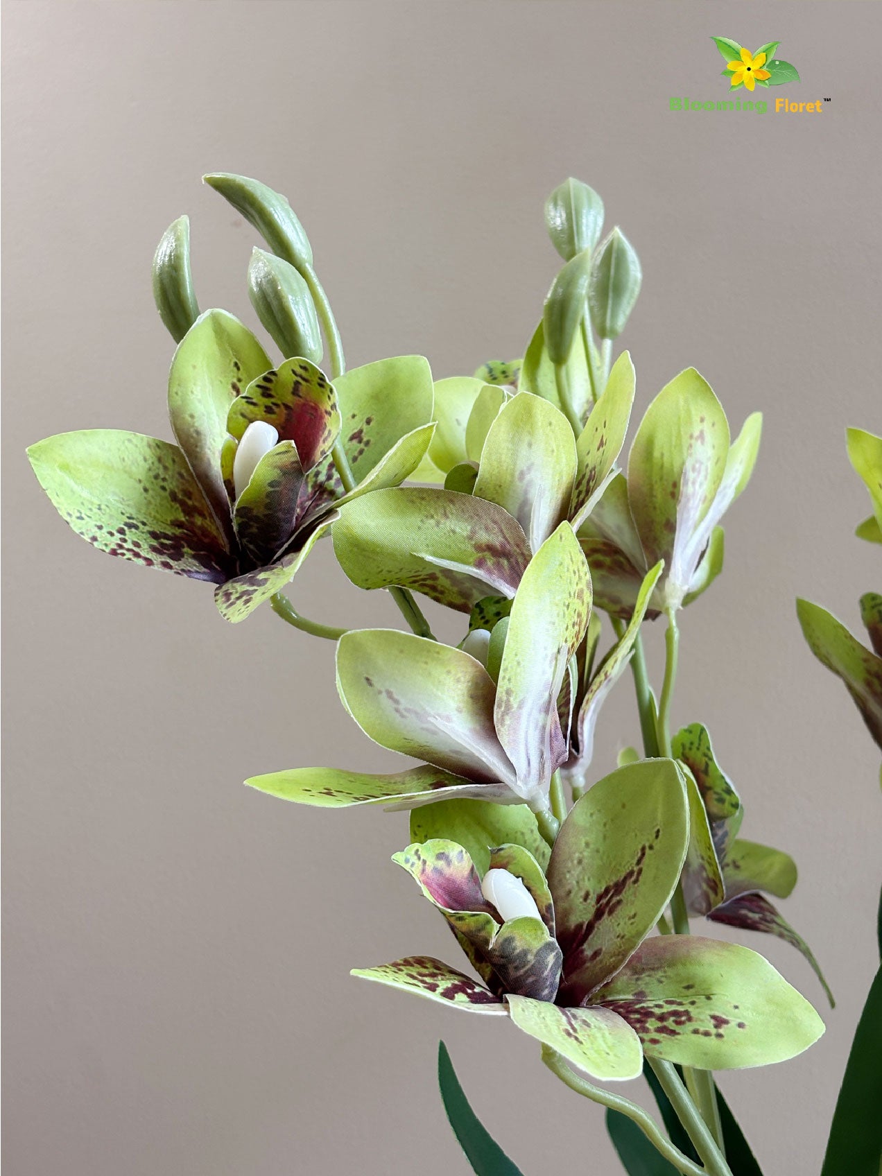 Artificial Cymbidium Orchid Flower Bunch - Green