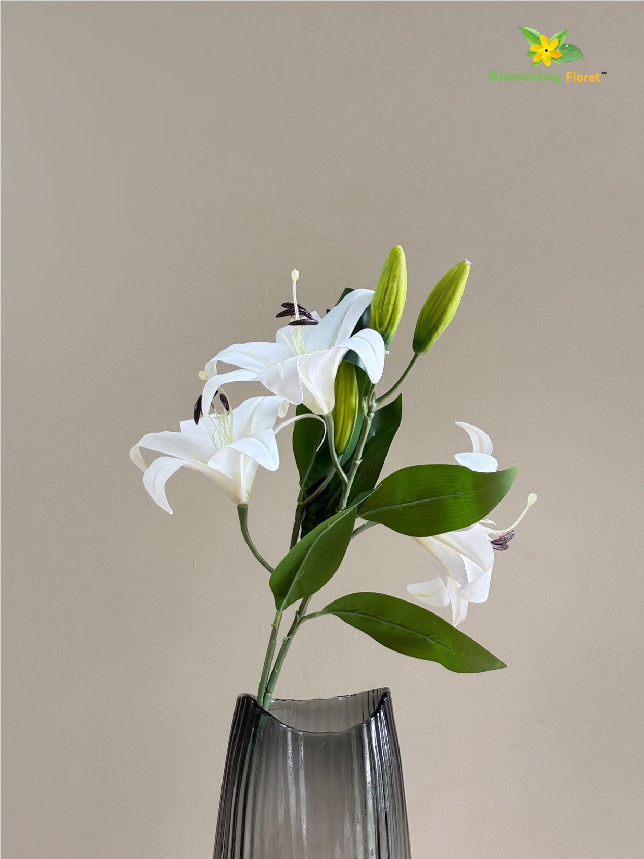 Artificial Lily Flower Stick - White