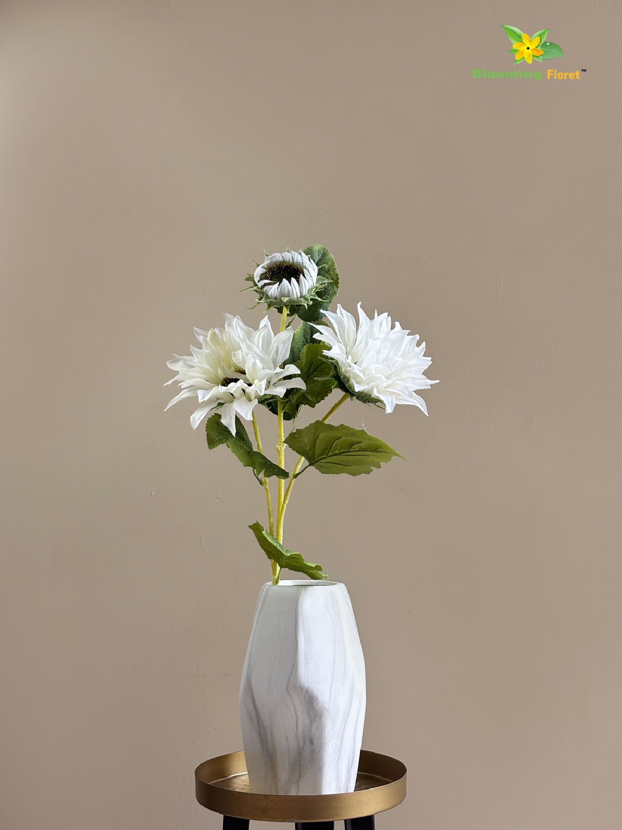 Artificial Sun Flower Stick - White
