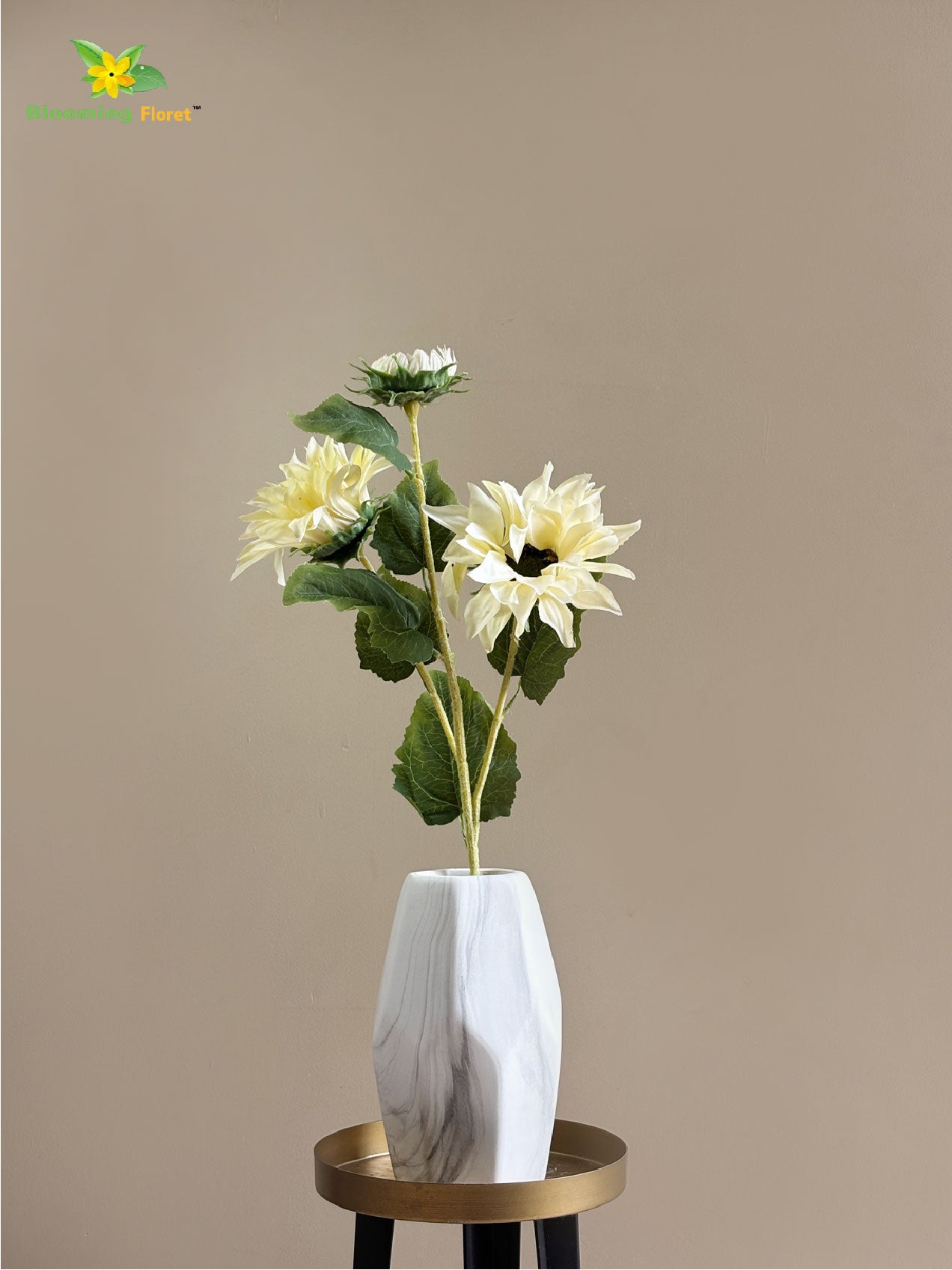 Artificial Sun Flower Stick - Off White