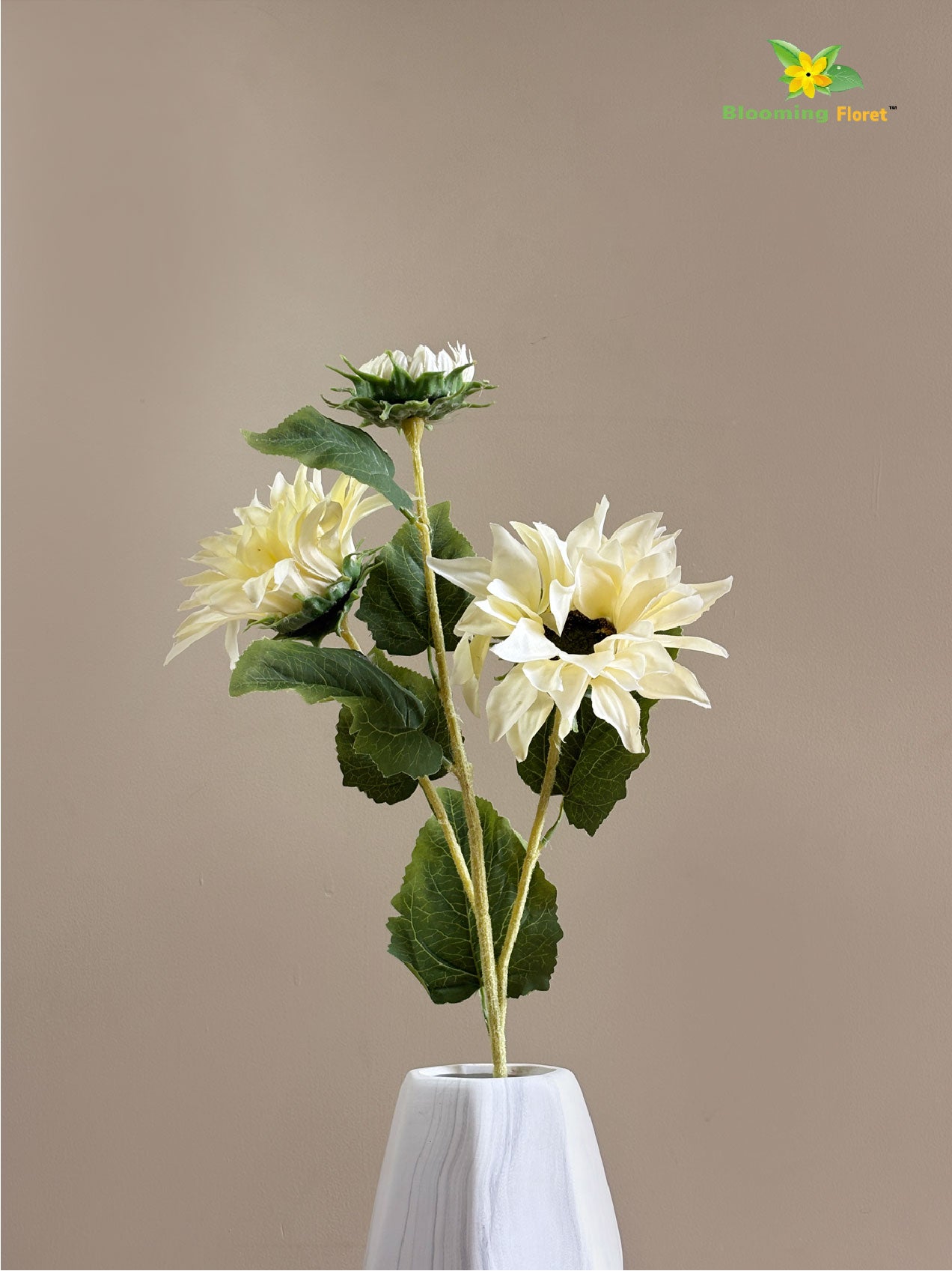 Artificial Sun Flower Stick - Off White
