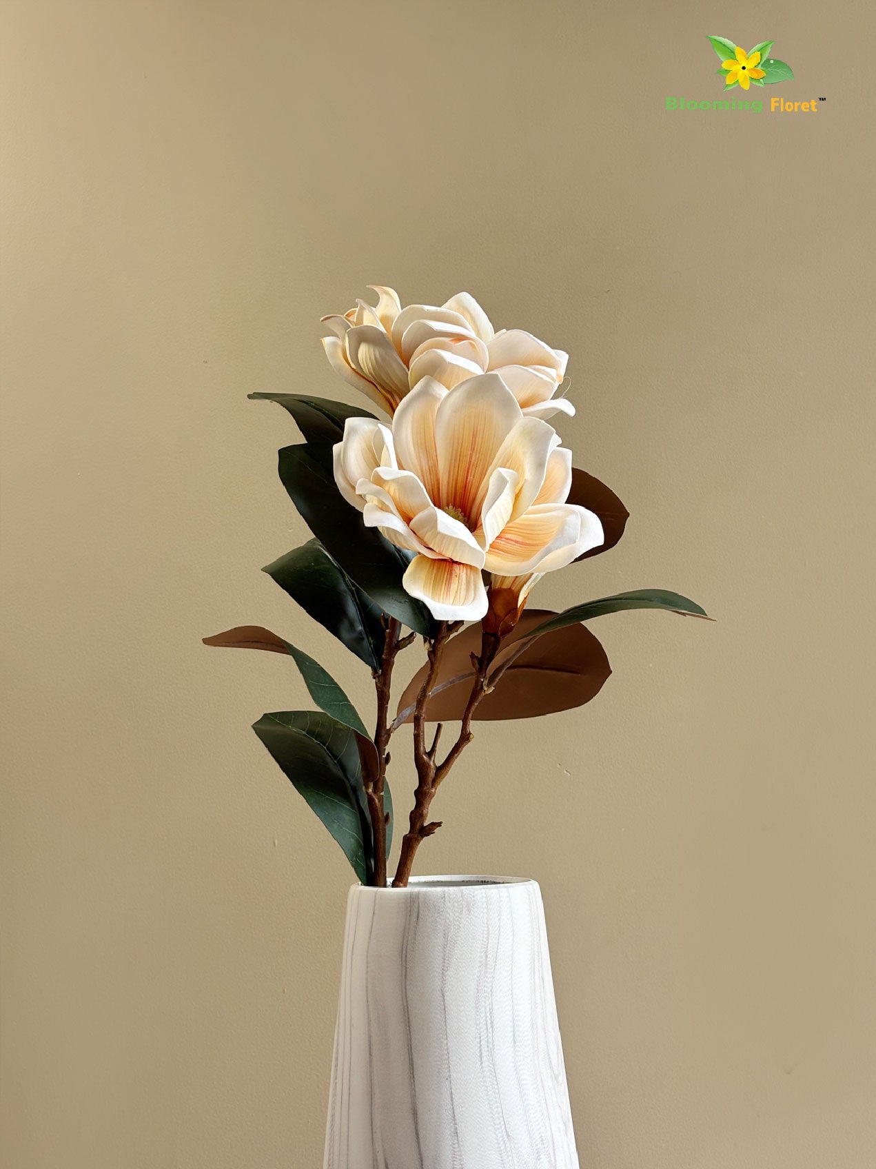 Artificial Magnolia Flower Branch – Cream