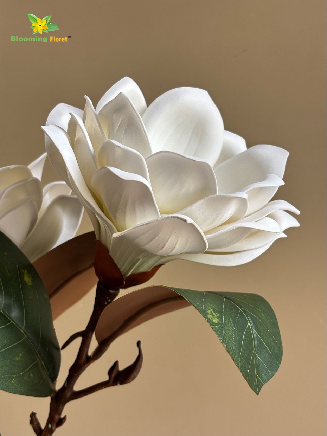 Artificial Magnolia Flower Branch – White