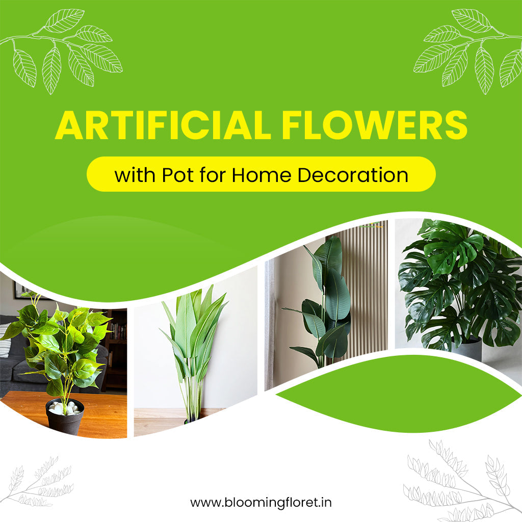 Artificial Flowers with Pot for Home Decoration