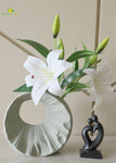 Round Hollow Ceramic Vase - Greyish Green