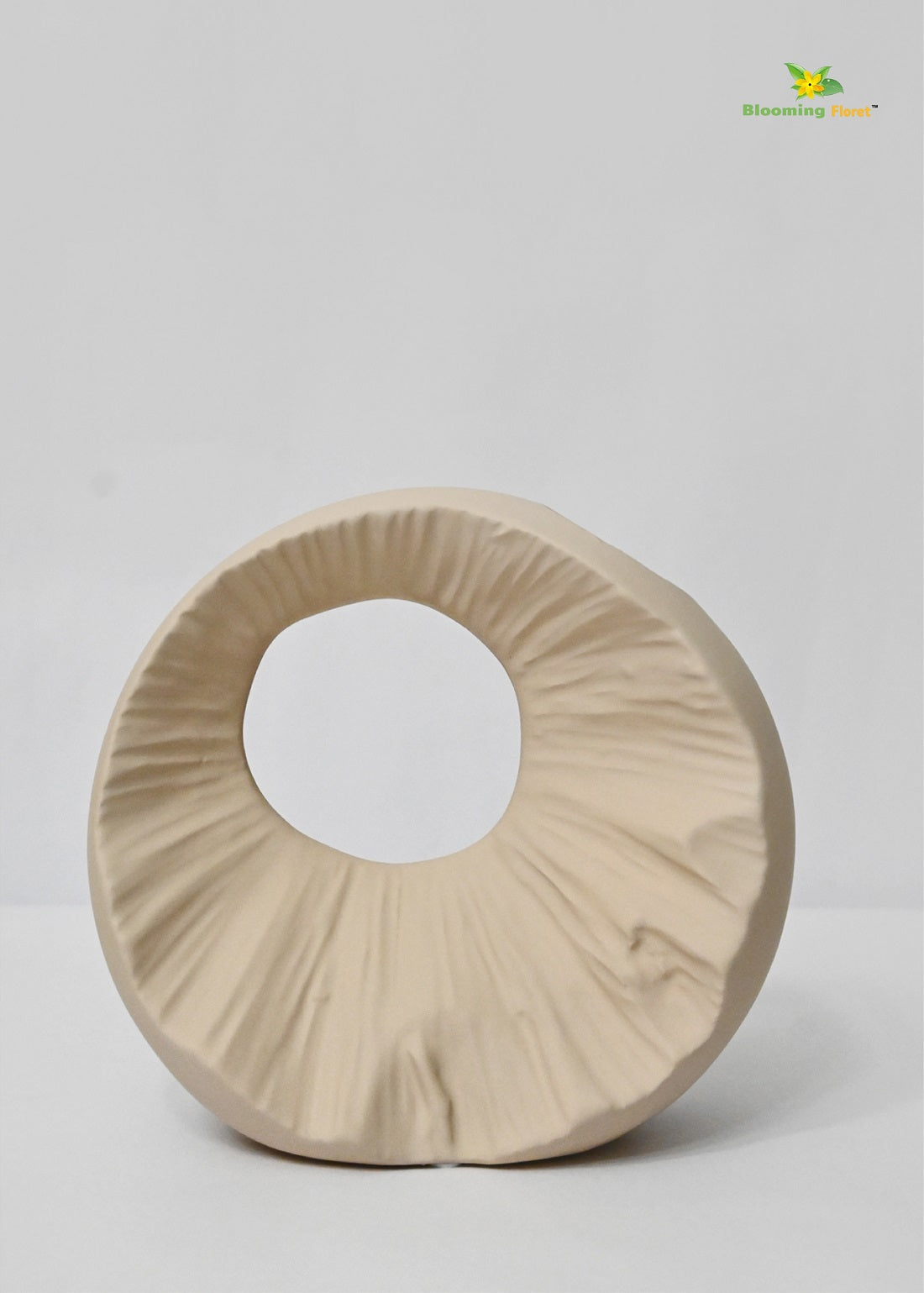 Round Hollow Ceramic Vase - Beige