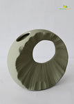 Round Hollow Ceramic Vase - Greyish Green