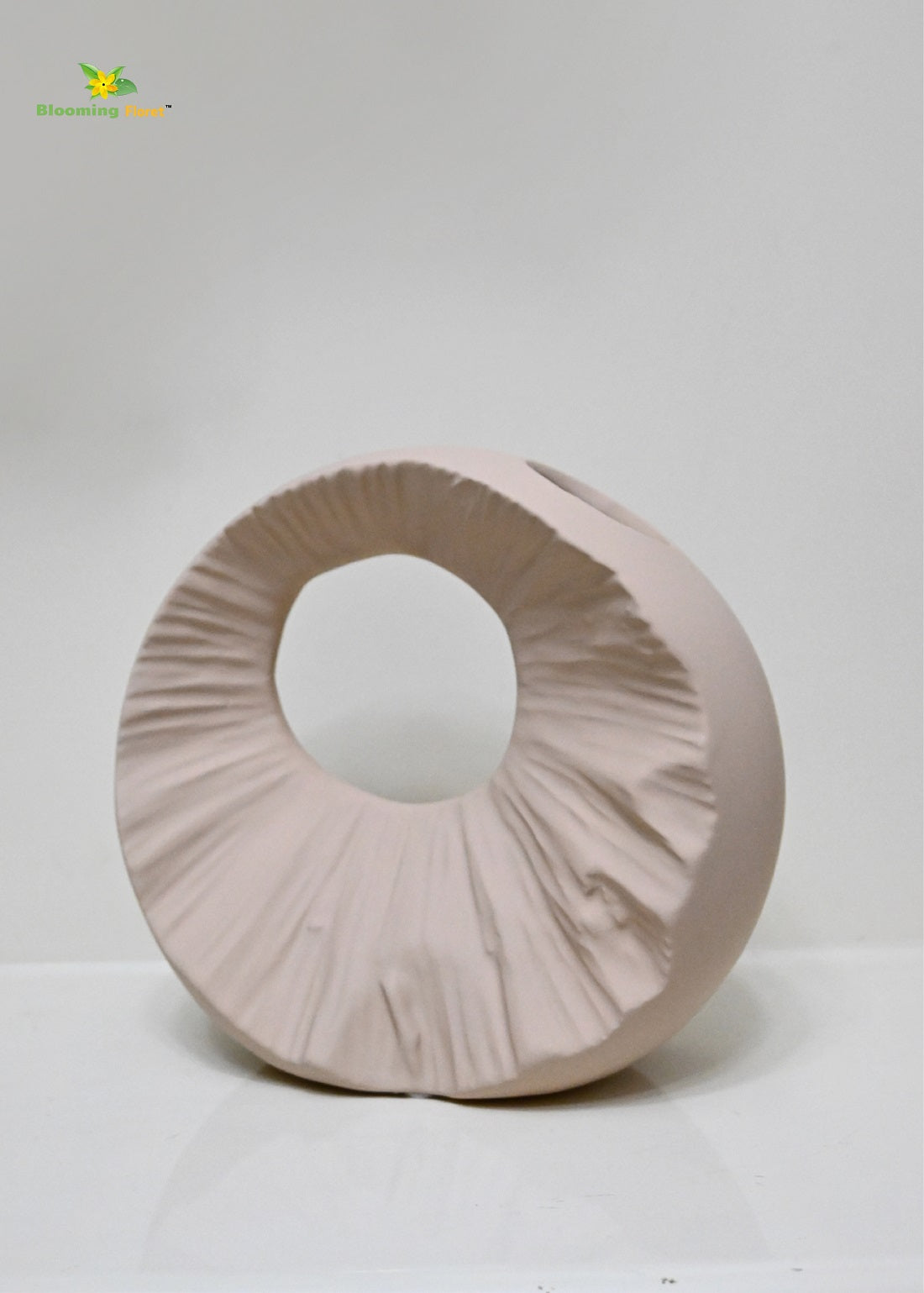 Round Hollow Ceramic Vase - Beige