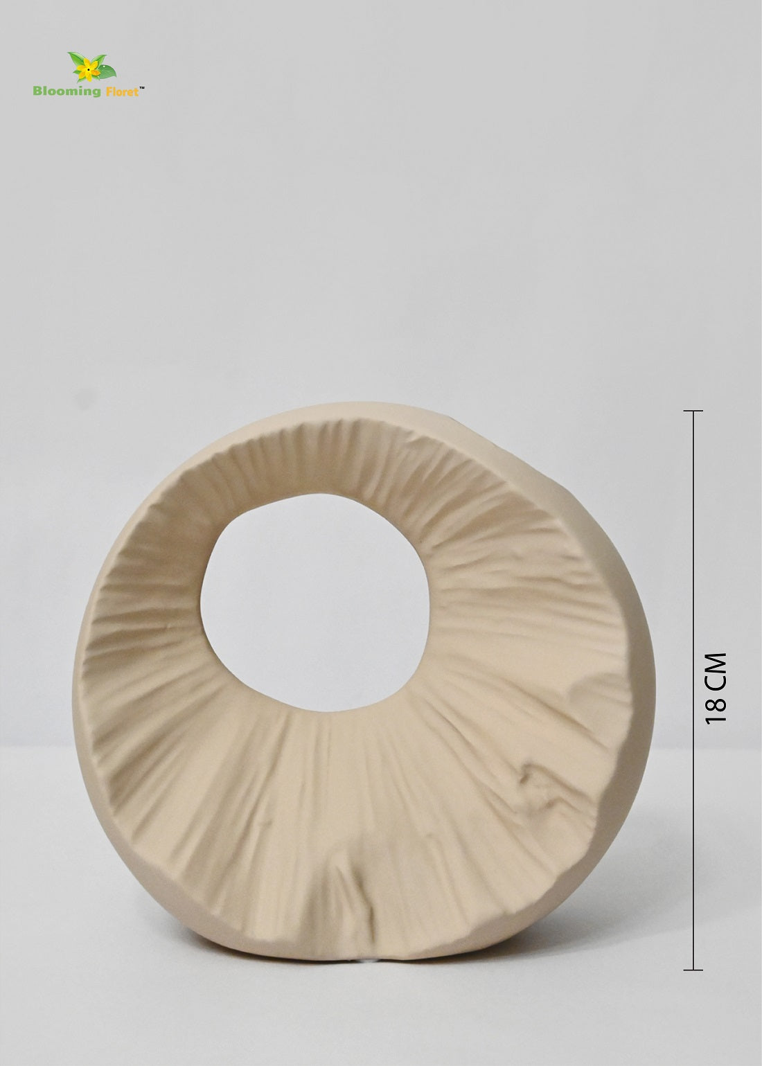 Round Hollow Ceramic Vase - Beige