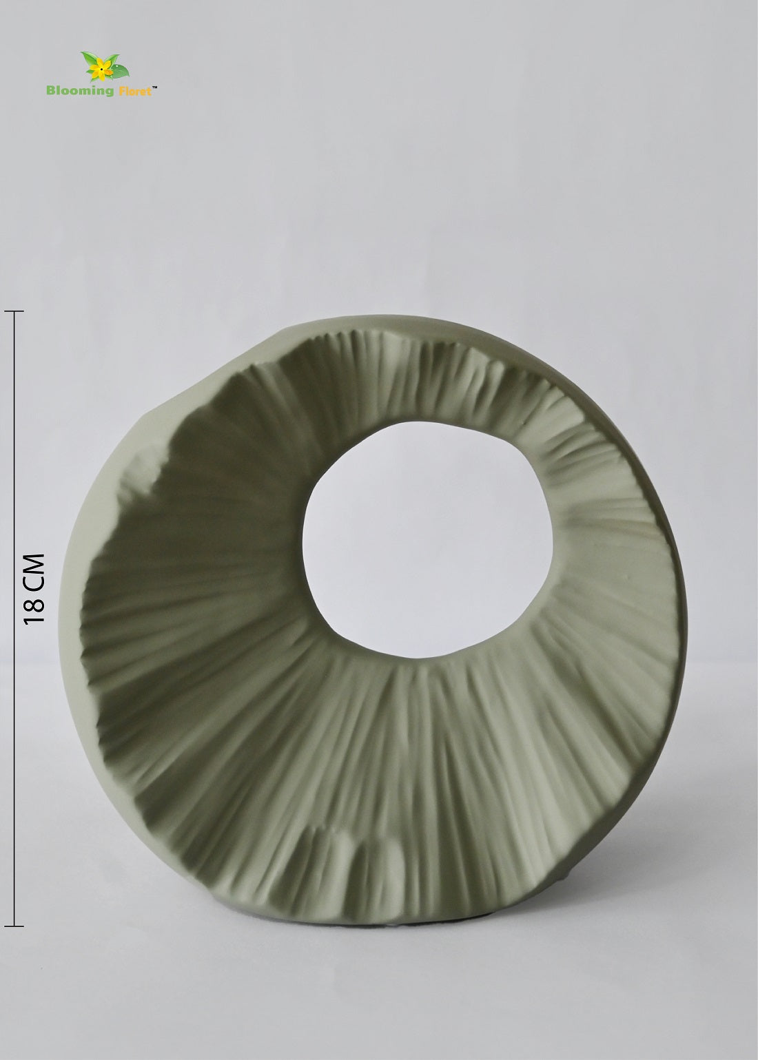 Round Hollow Ceramic Vase - Greyish Green