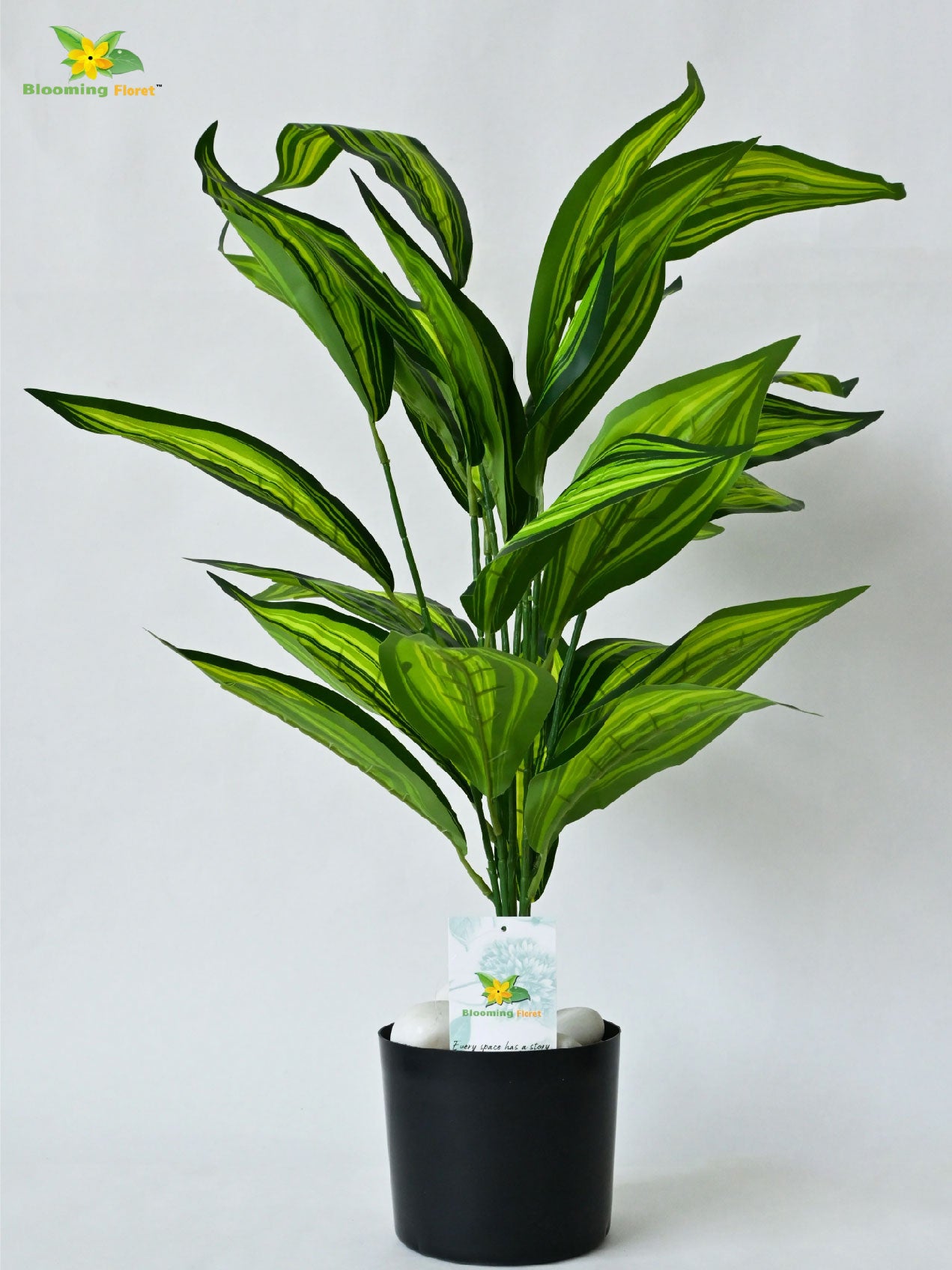 Artificial Cast-Iron Plant | 74 cm | 26 Leaves | With Basic Pot