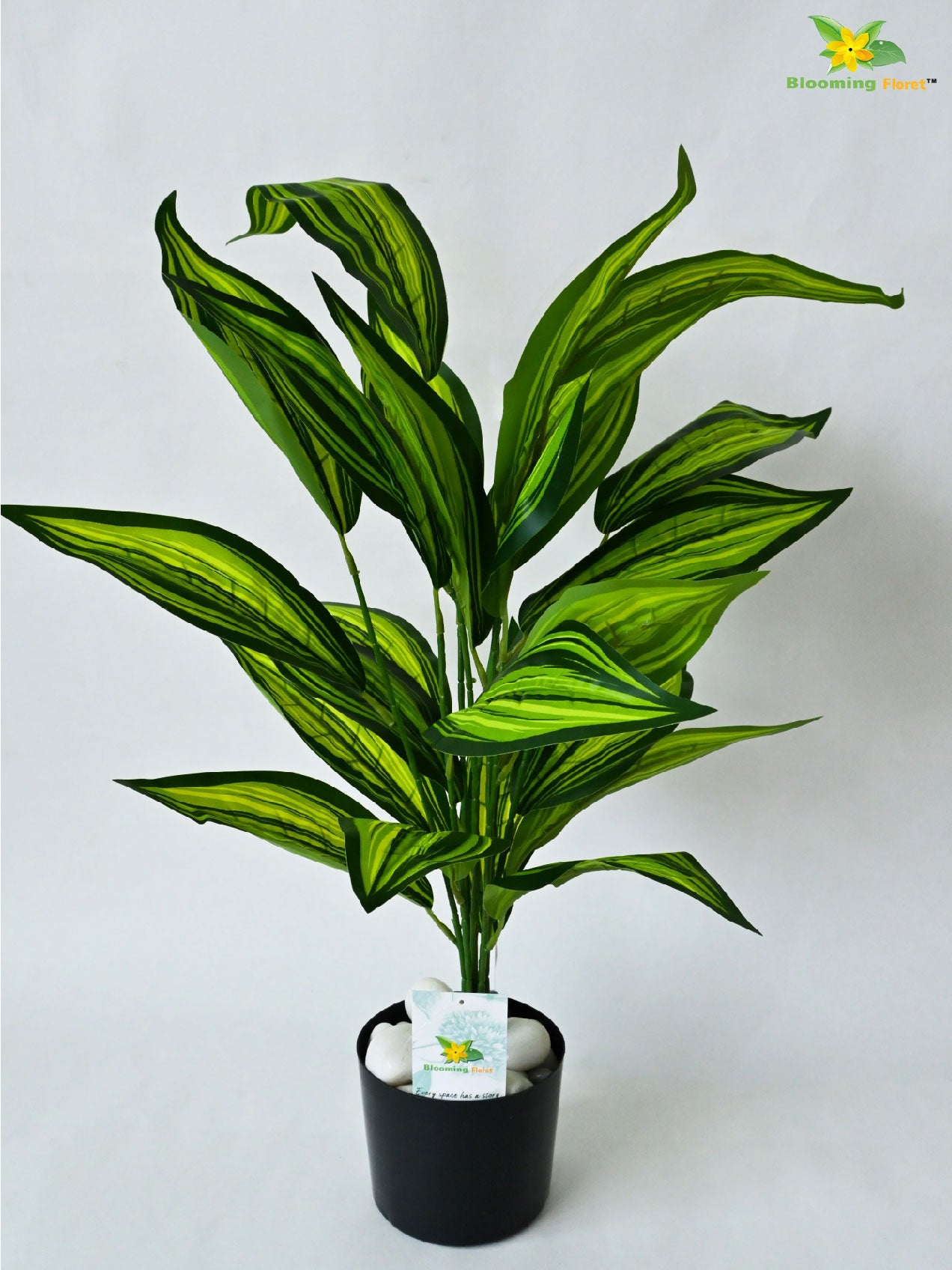 Artificial Cast-Iron Plant | 74 cm | 26 Leaves | With Basic Pot