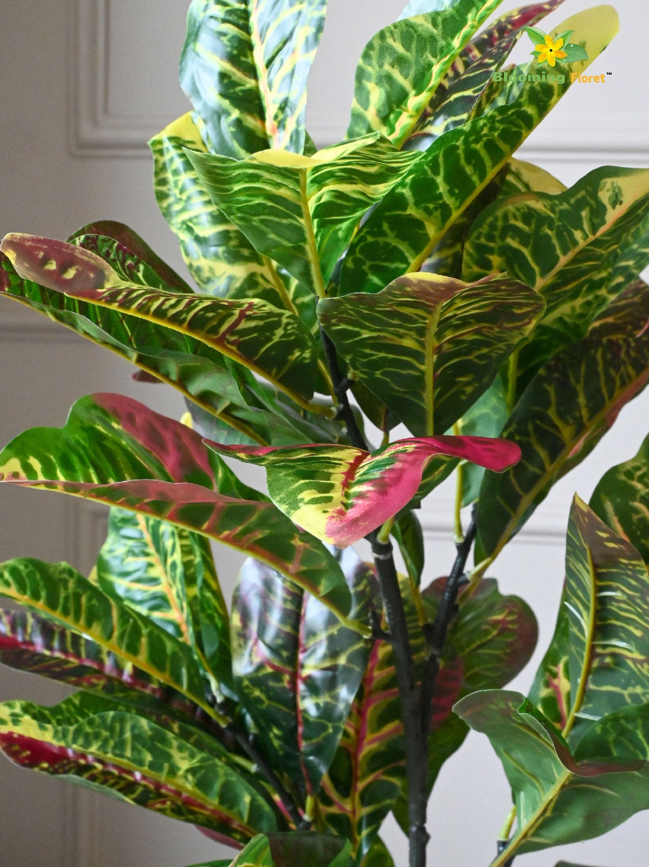 Artificial Croton Plant – 65 cm, 30 Leaves, with Basic Pot