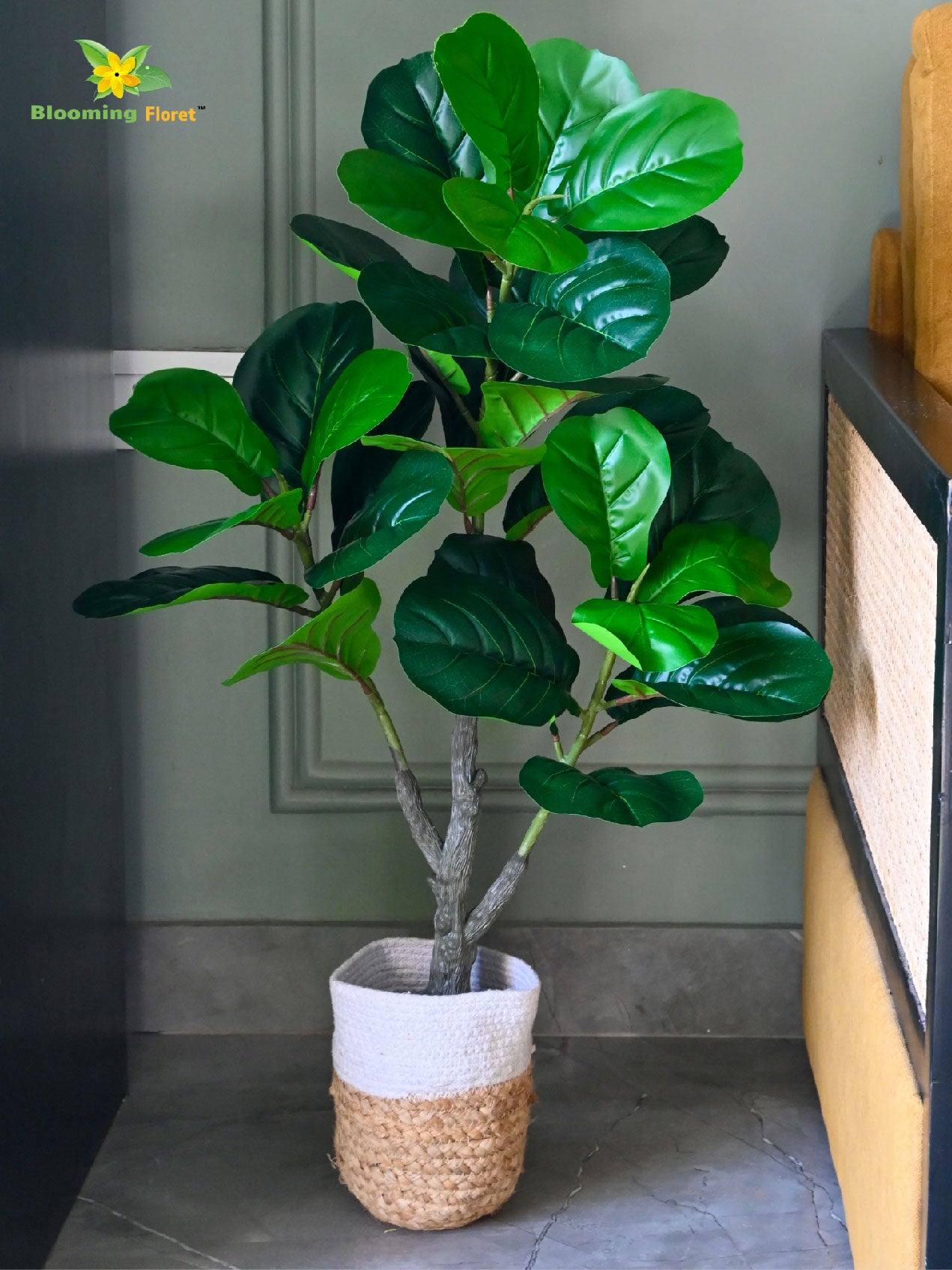 Artificial Fiddle-Leaf Fig Plant – 95 cm, 33 Leaves, with Basic Pot